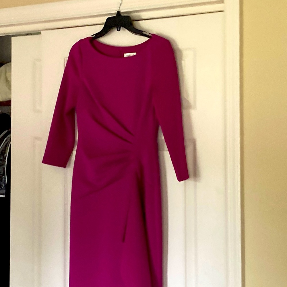 Eliza J.  Scuba dress- fuschia full length.